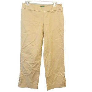 Lilly Pulitzer Womens Beige Palm Beach Fit Pants 4 Straight Side Zip Flat Front